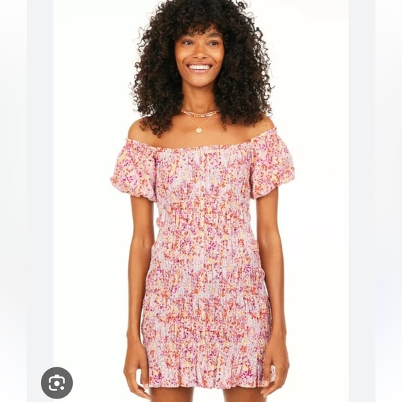 &merci Smocked Pink/White Gingham Dress size small - Picture 2 of 3